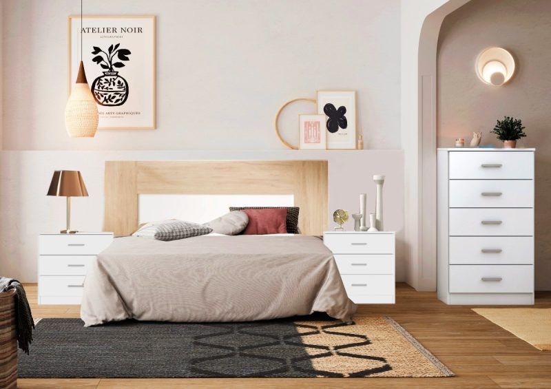 DORMITORIO MATRIMONIO LUCE COUPLE 3 CAJONES BLANCO