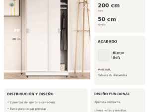 Ficha técnica Armario Corredero 1 Metro Blanco