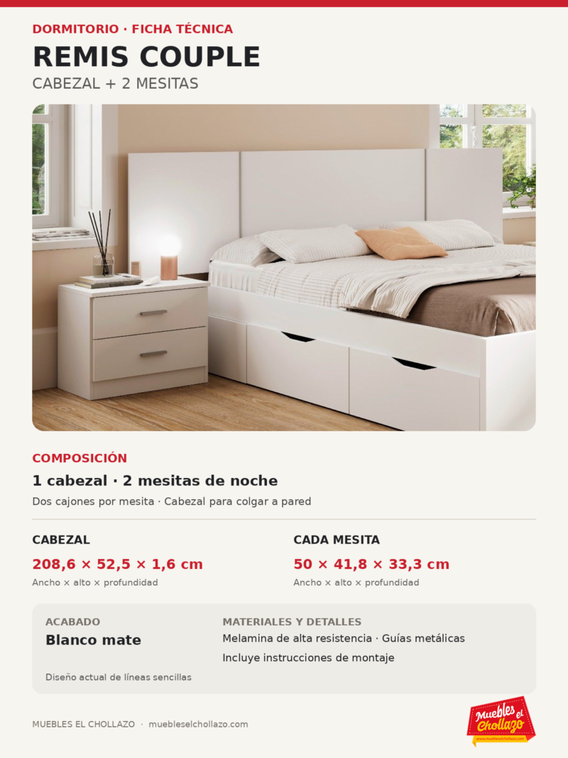 Ficha técnica Cabezal Remis Couple Blanca