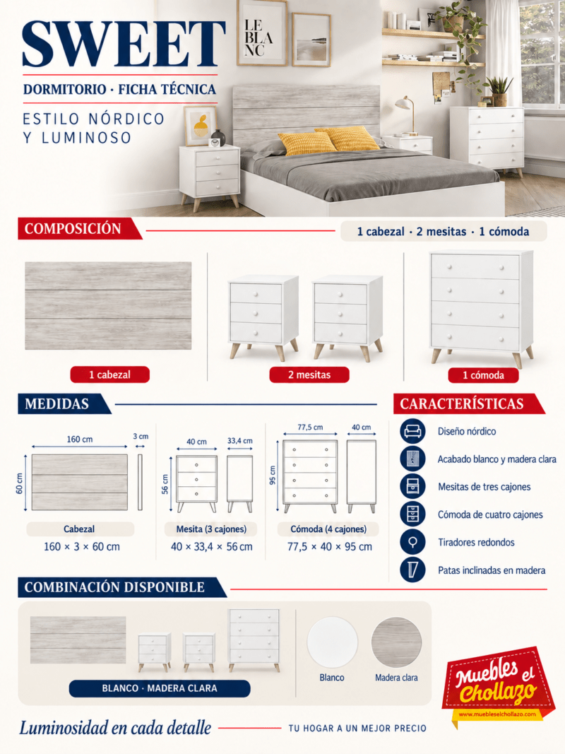 Ficha técnica Dormitorio Matrimonio Sweet