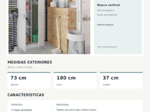 Ficha tecnica Armario Escobero Multiusos 2 Puertas