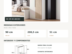 Ficha tecnica Armario Estelles