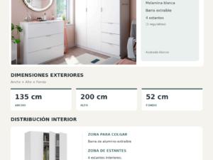 Ficha tecnica Armario LC200 Blanco