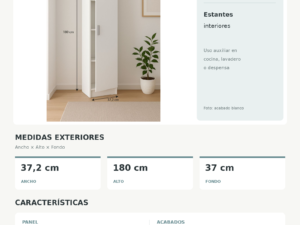 Ficha tecnica Armario Multiusos 1 Puerta