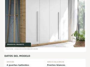 Ficha tecnica Armario Noa 4 Puertas