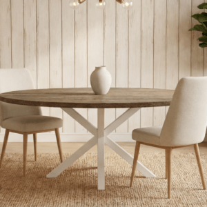[HT297 TOB] MESA STACY ROBLE OVAL BLANCO TAPA MELAMINA 1400x800x750mm (1)