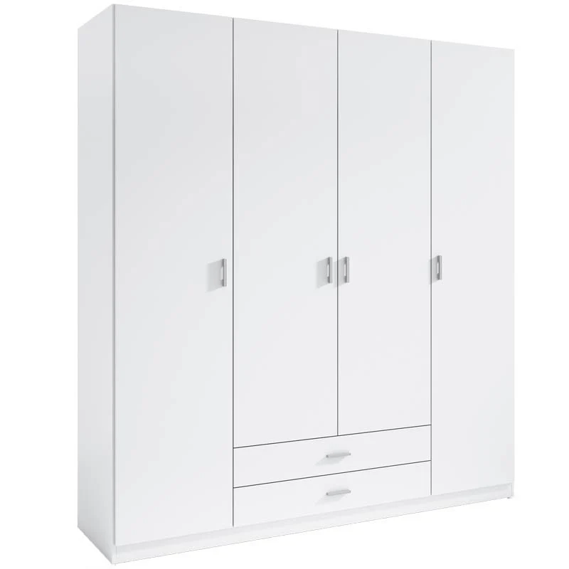 armario roma blanco 4 puertas 2 cajones 216x200x53 cm