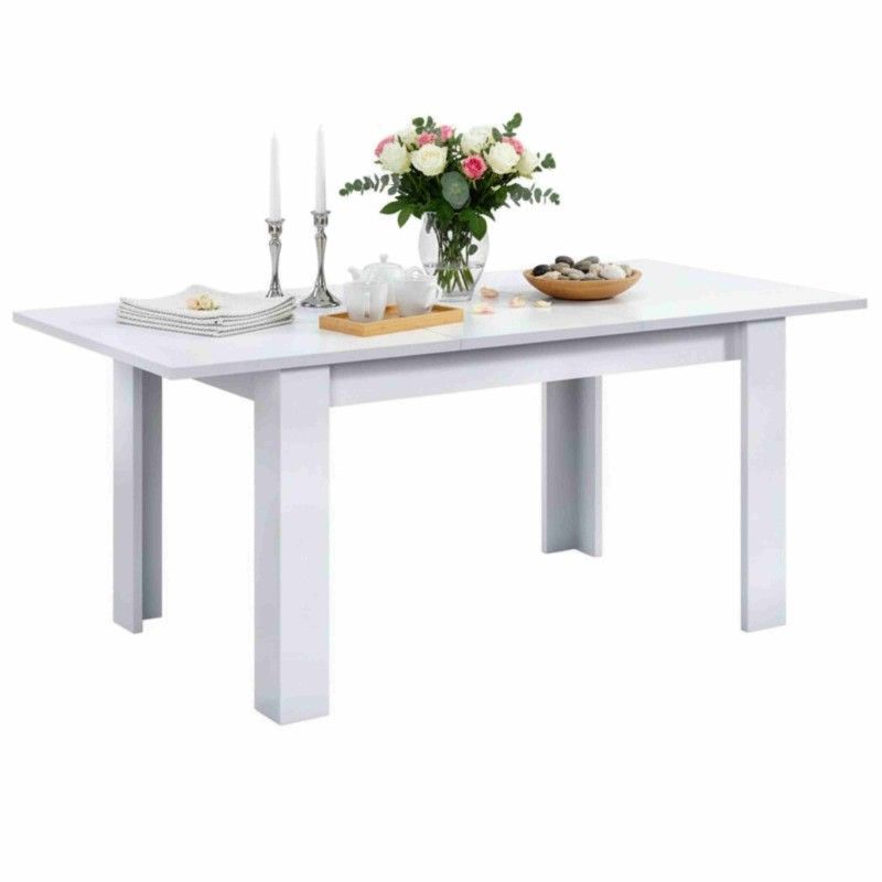 mesa comedor extensible blanco mate 140 190x90